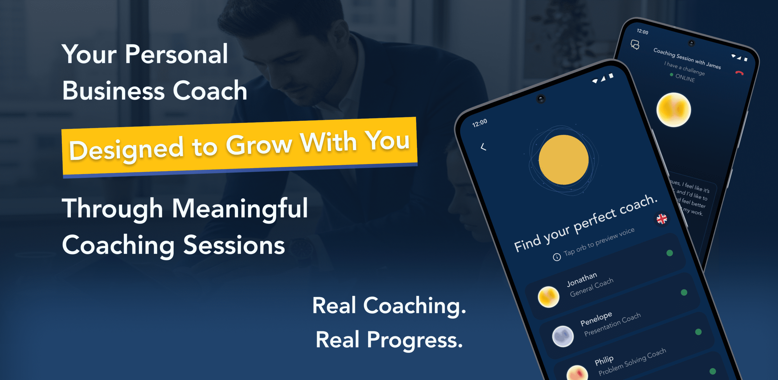 Graphic image of My Business Coach App User Interface